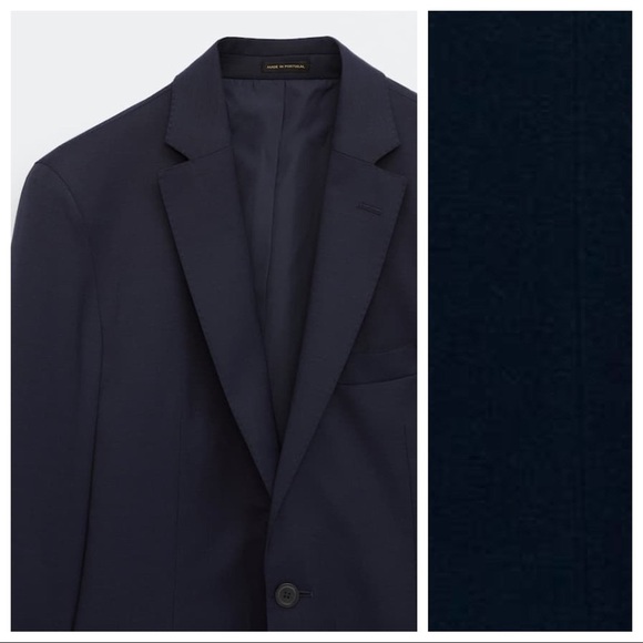 NWT. Massimo Dutti Navy Blue Viscose Blazer/Jersey Jacket. Size 44. - Picture 5 of 11